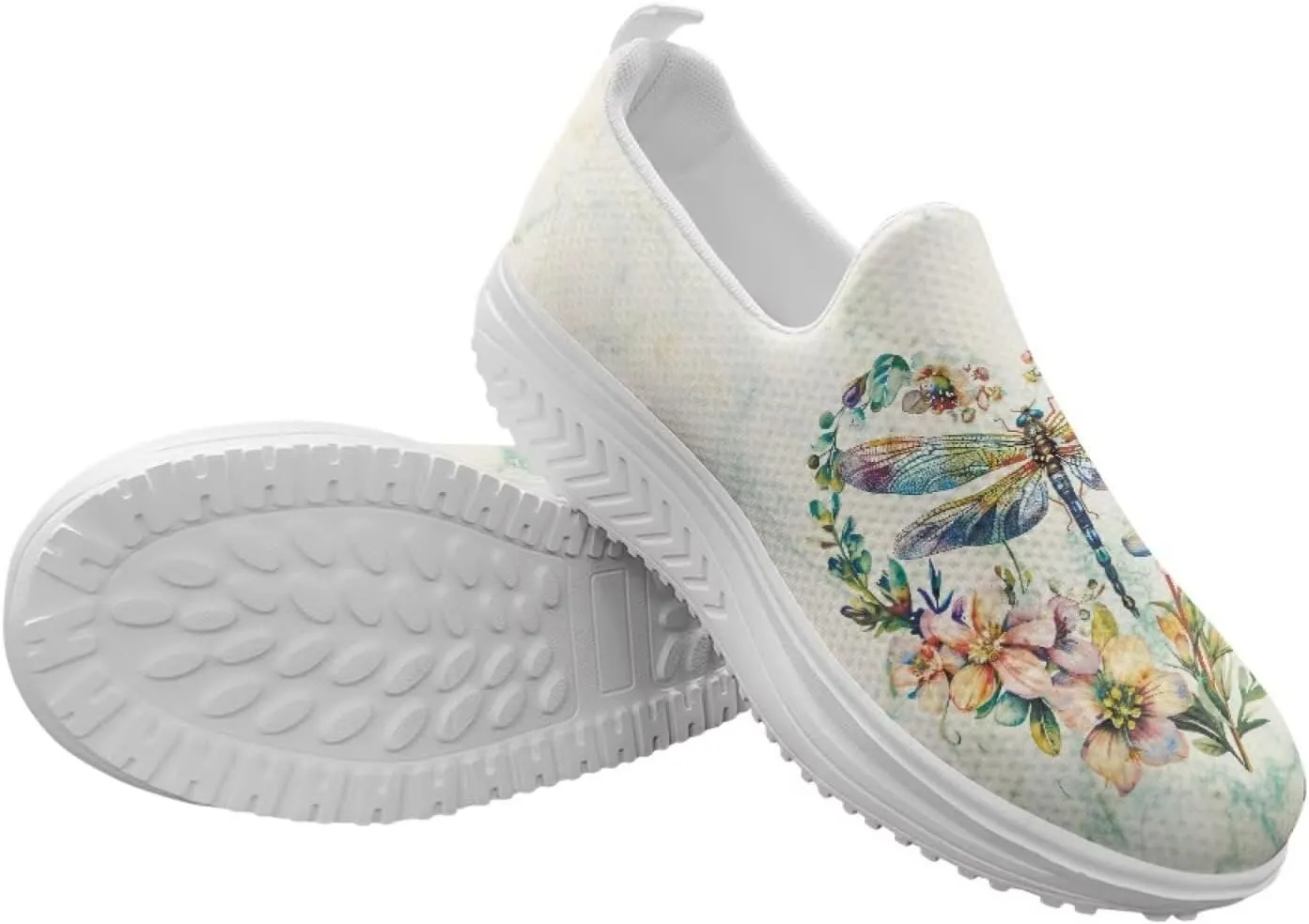 Howilath Insects Print Walking Sneakers Women Comfort Platform Shoes Rocking Shoes Slip-on Lightweight Athletic Footwear