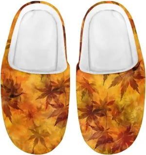 Howilath Maple Leaves Print Unisex Big Kids Little Kids Slippers with Non-slip Rubber Sole for Big Boys Girls