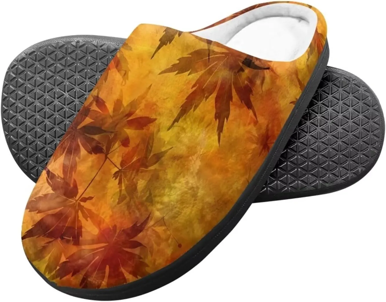 Howilath Maple Leaves Print Unisex Big Kids Little Kids Slippers with Non-slip Rubber Sole for Big Boys Girls