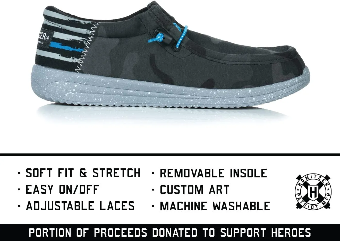 Howitzer Men's Slip-On Shoes We The People Patriot Sneakers with Camo Print Footwear