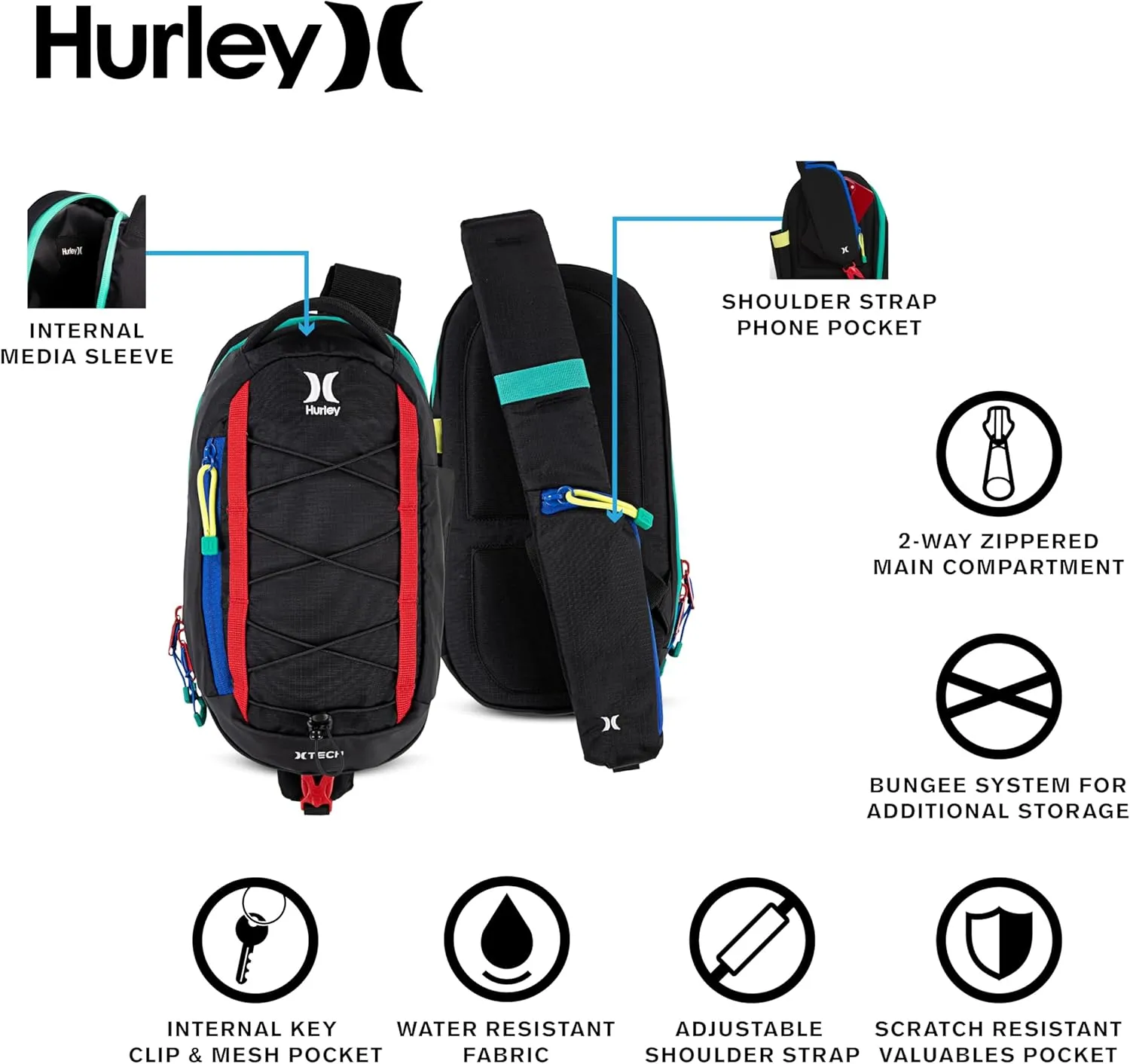 Hurley Men's Crossbody Sling Bag, Army, One Size