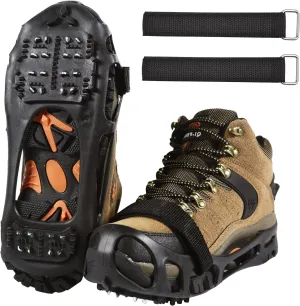 Ice Cleats Snow Traction Cleats 24-Studs Crampons Anti-Slip Shoe Ice Snow Cleats for Walking on Snow and Ice Winter Outdoor Overshoe Rubber Crampons Slip-on Stretch Footwear
