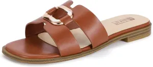IDIFU Women's Flat Sandals Square Open Toe Slip On Comfortable Dressy Cute Trendy Casual Fancy Slide Sandals for Women Ladies Bridal Summer Beach Work Office Wedding Flat Sandals