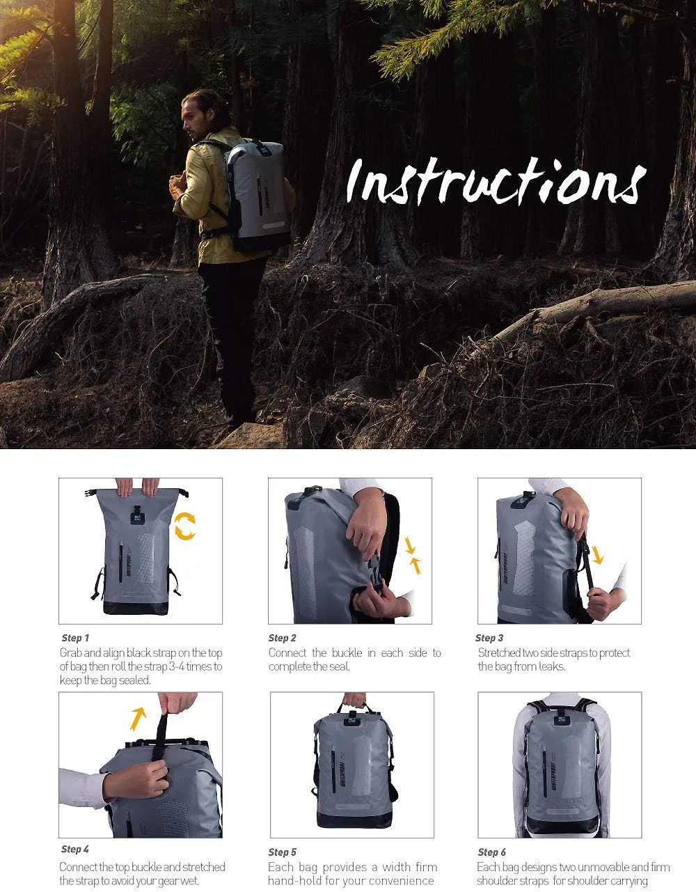 IDRYBAG Waterproof Backpack for Men 20L/30L/40L, Floating Dry Bag Kayak, Dry Backpack Hiking