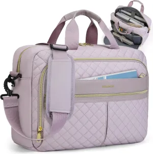 IGOLUMON Laptop Bag 15.6 Inch Laptop Briefcase for Women Men Waterproof Shoulder Computer Messenger Bag Large Laptop Bag Business Office Work Travel College, Grayish Purple