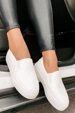 In A Rush Quilted Platform Sneaker (White)