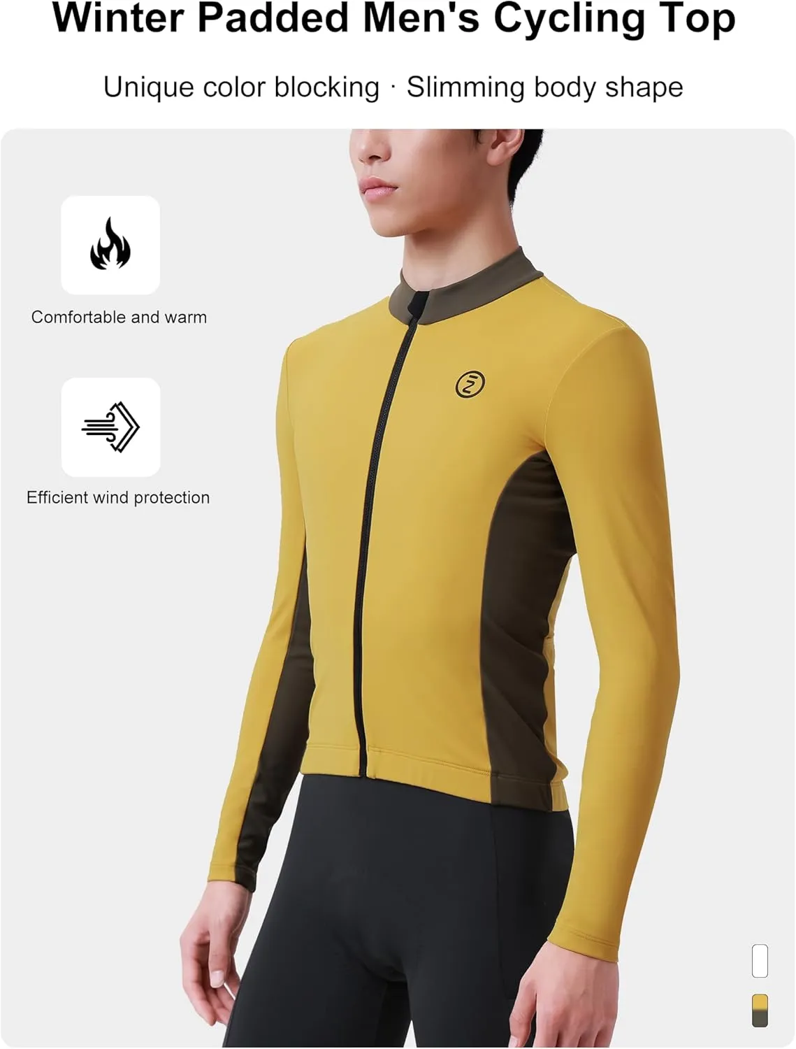 INBIKE Men's Cycling Jersey Winter Thermal Windproof Bike Jersey Long Sleeve Fleece Cycling Jacket with 3 Rear Pockets