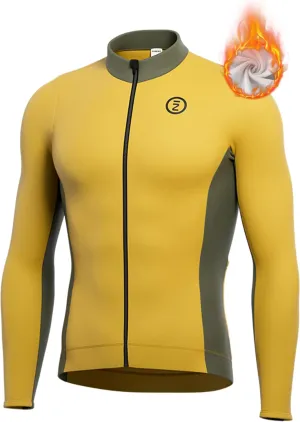 INBIKE Men's Cycling Jersey Winter Thermal Windproof Bike Jersey Long Sleeve Fleece Cycling Jacket with 3 Rear Pockets