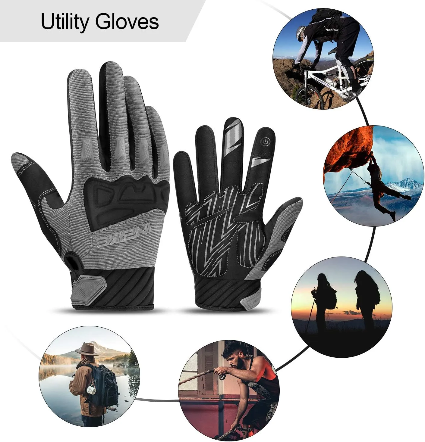 INBIKE Mountain Bike Gloves for Men Knuckle Guard Padded Men's Cycling Gloves Breathable for MTB Motocross Racing Dirtbike