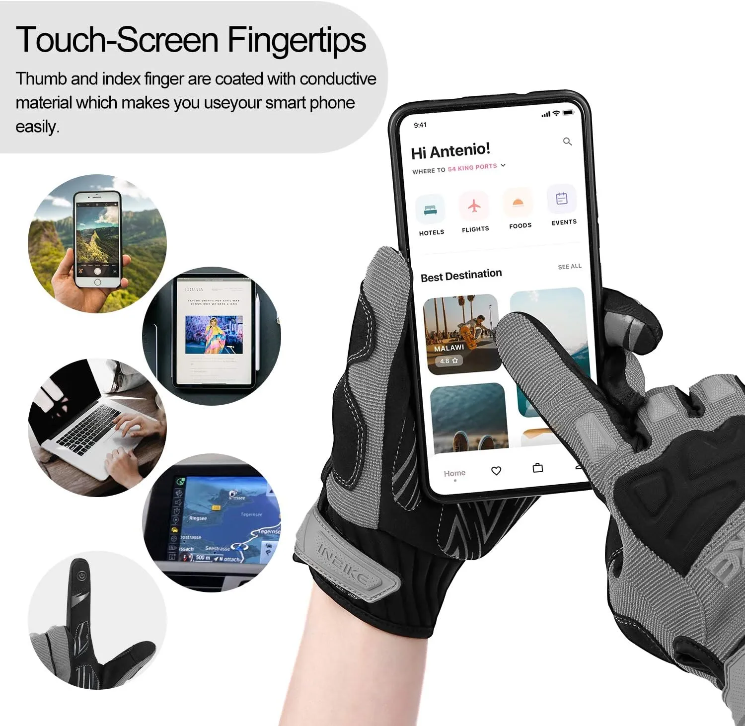 INBIKE Mountain Bike Gloves for Men Knuckle Guard Padded Men's Cycling Gloves Breathable for MTB Motocross Racing Dirtbike