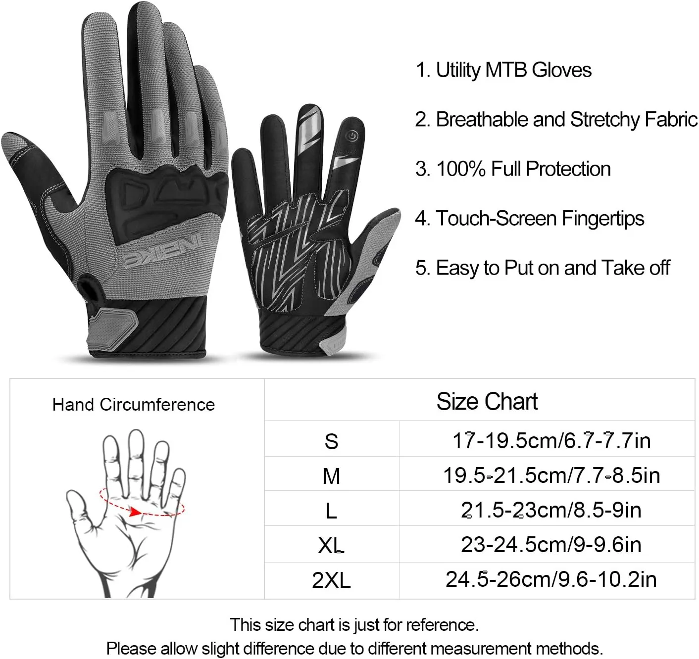 INBIKE Mountain Bike Gloves for Men Knuckle Guard Padded Men's Cycling Gloves Breathable for MTB Motocross Racing Dirtbike