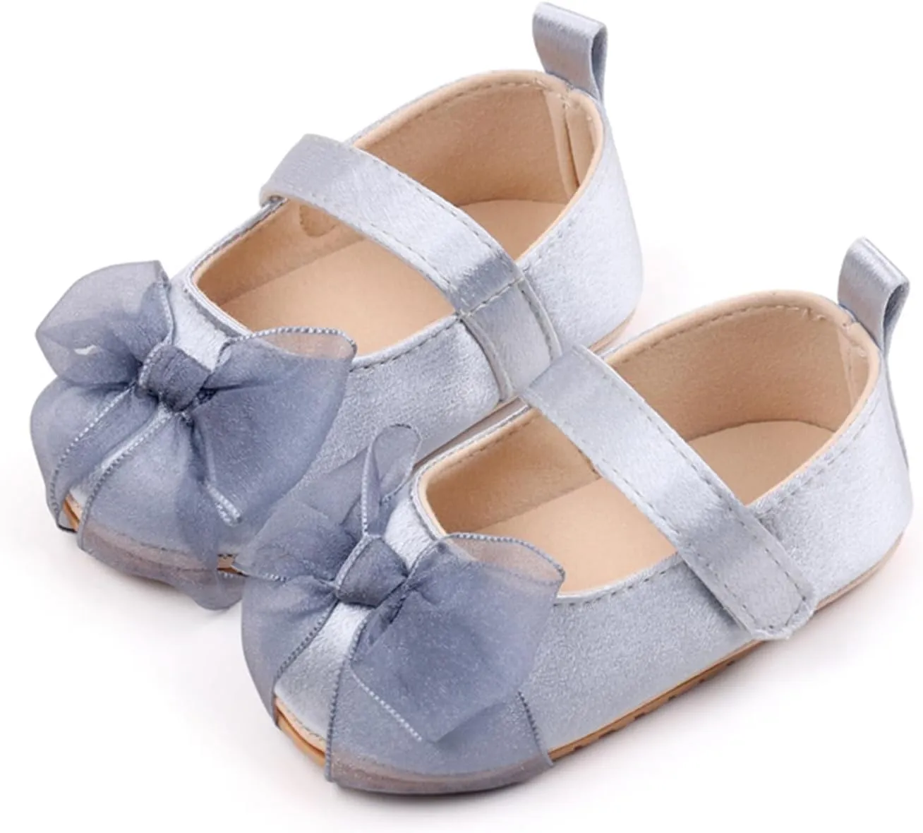 Infant Baby Girls Dress Shoes Newborn Bowkont Mary Jane Flats Non-Slip Lightweight Soft Sole Toddler First Walkers Princess Wedding Shoes