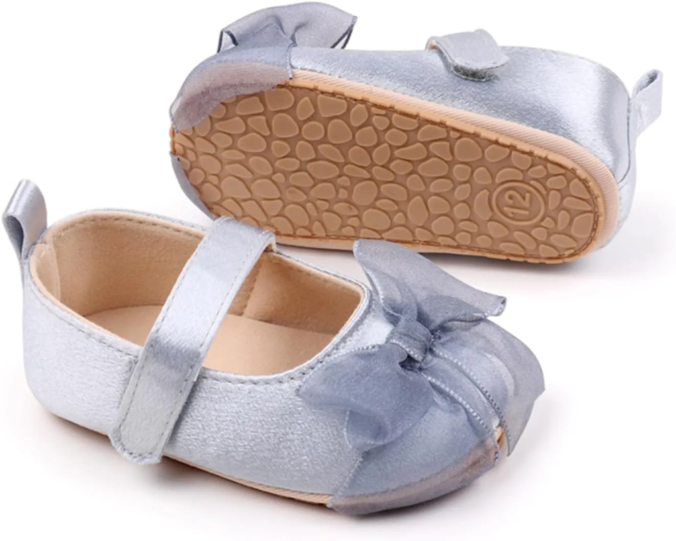 Infant Baby Girls Dress Shoes Newborn Bowkont Mary Jane Flats Non-Slip Lightweight Soft Sole Toddler First Walkers Princess Wedding Shoes