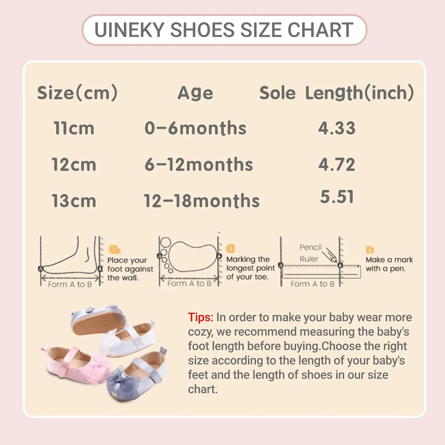 Infant Baby Girls Dress Shoes Newborn Bowkont Mary Jane Flats Non-Slip Lightweight Soft Sole Toddler First Walkers Princess Wedding Shoes