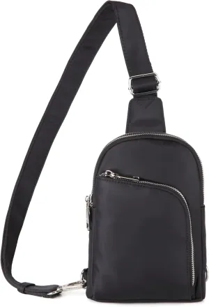 INICAT RFID Blocking Nylon Crossbody Bag for Women Small Sling Bag Travel Fanny Packs Belt Bag(Black N)