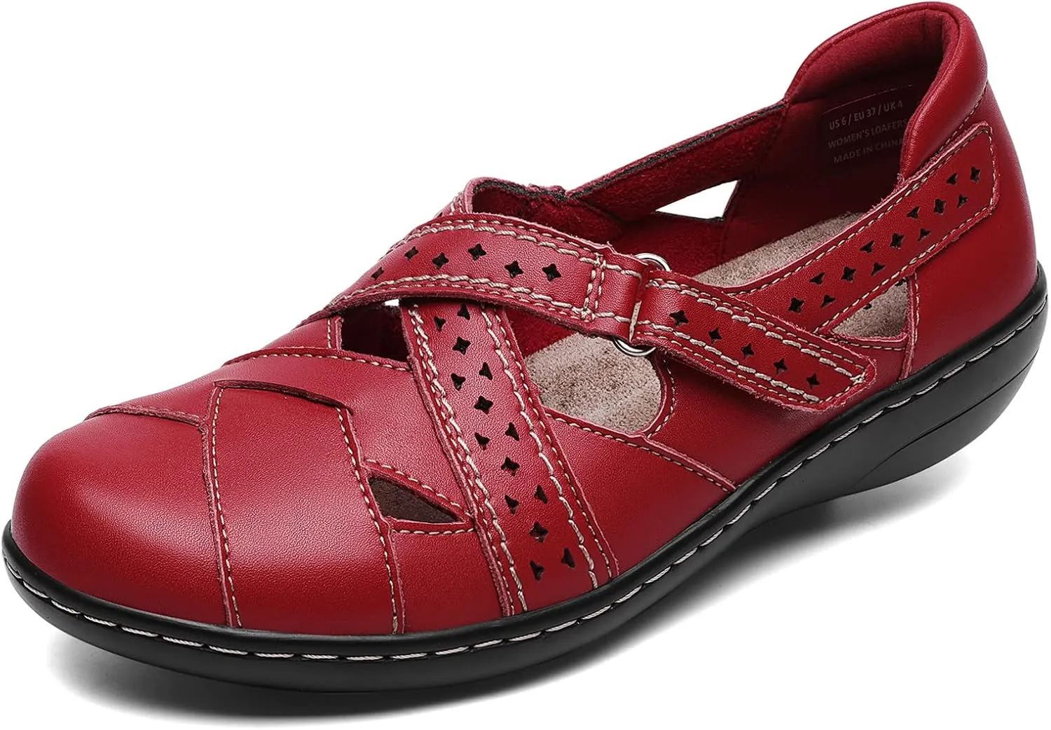 Irrefour Women's Classic Genuine Leather Casual Loafer Cute Slip-On Fashion Closed Toe Flat Sandal Comfy Work Sandal Everyday Walking Shoe