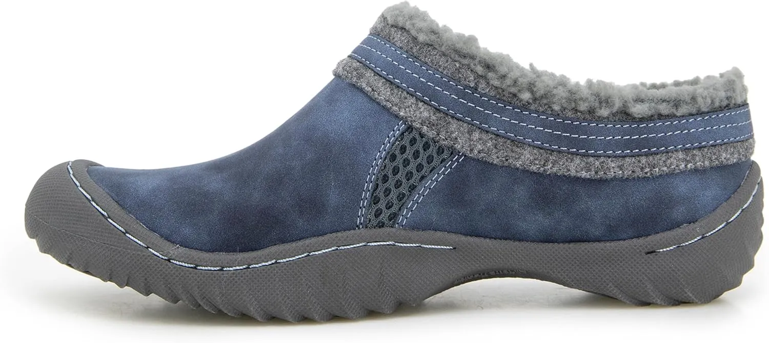 JBU Women's Ginger Faux Shearling Lined Slip On Casual Comfort Mule