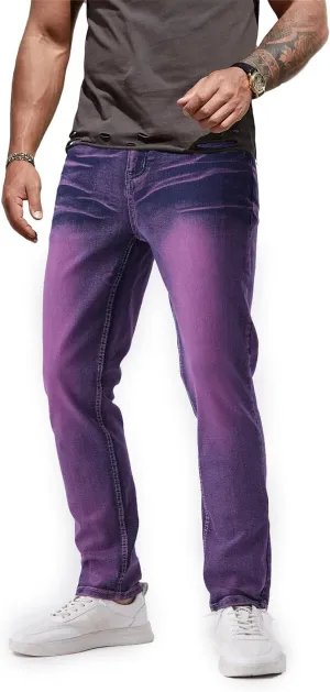 Jeans for Men Stretch Slim Fit Denim Comfort Flex Waist Colored Pants Strechy Regular Fit Tapered Leg