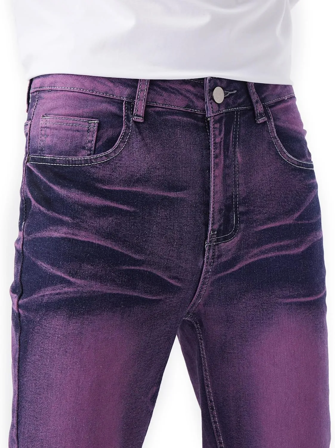 Jeans for Men Stretch Slim Fit Denim Comfort Flex Waist Colored Pants Strechy Regular Fit Tapered Leg