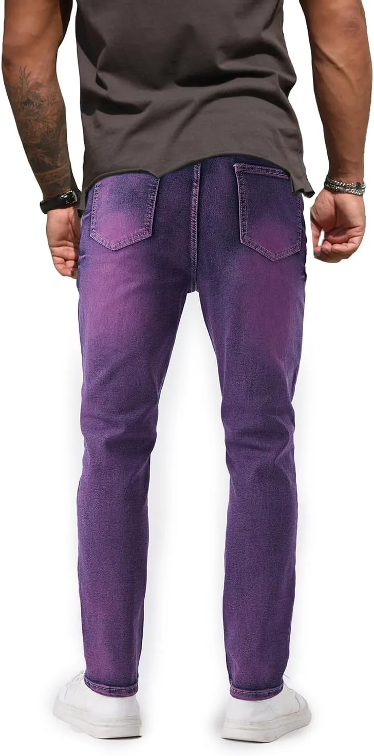 Jeans for Men Stretch Slim Fit Denim Comfort Flex Waist Colored Pants Strechy Regular Fit Tapered Leg