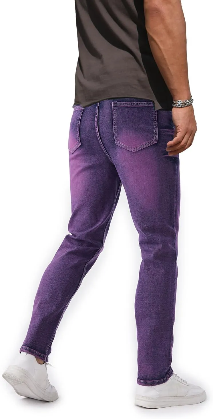 Jeans for Men Stretch Slim Fit Denim Comfort Flex Waist Colored Pants Strechy Regular Fit Tapered Leg