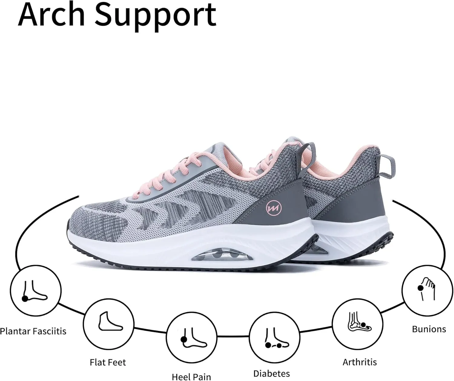 Jinta Womens Walking Shoes with Arch Support, Ladies Plantar Fasciitis Orthotic Shoe for Foot Pain Relief Tennis Sneakers Size 5.5-11