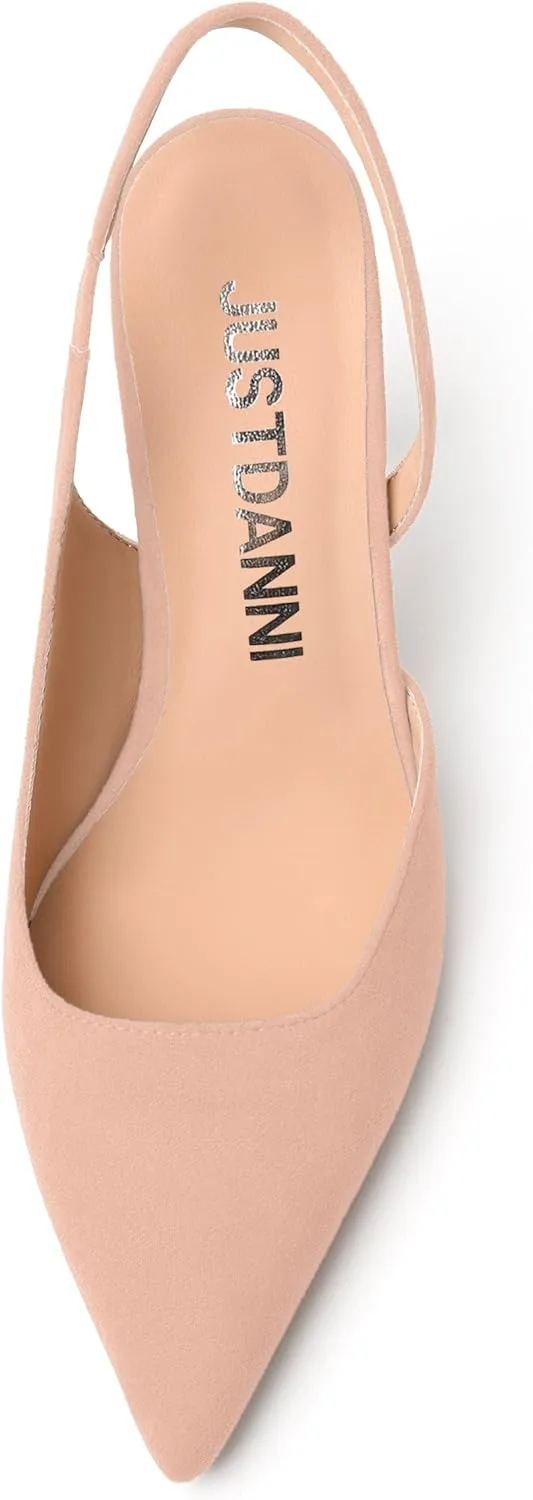 JUSTDANNI Womens Suede Sexy Slingback Comfortable Evening Elastic Pointed Toe Stiletto High Heel Pumps Shoes 3.3 Inch