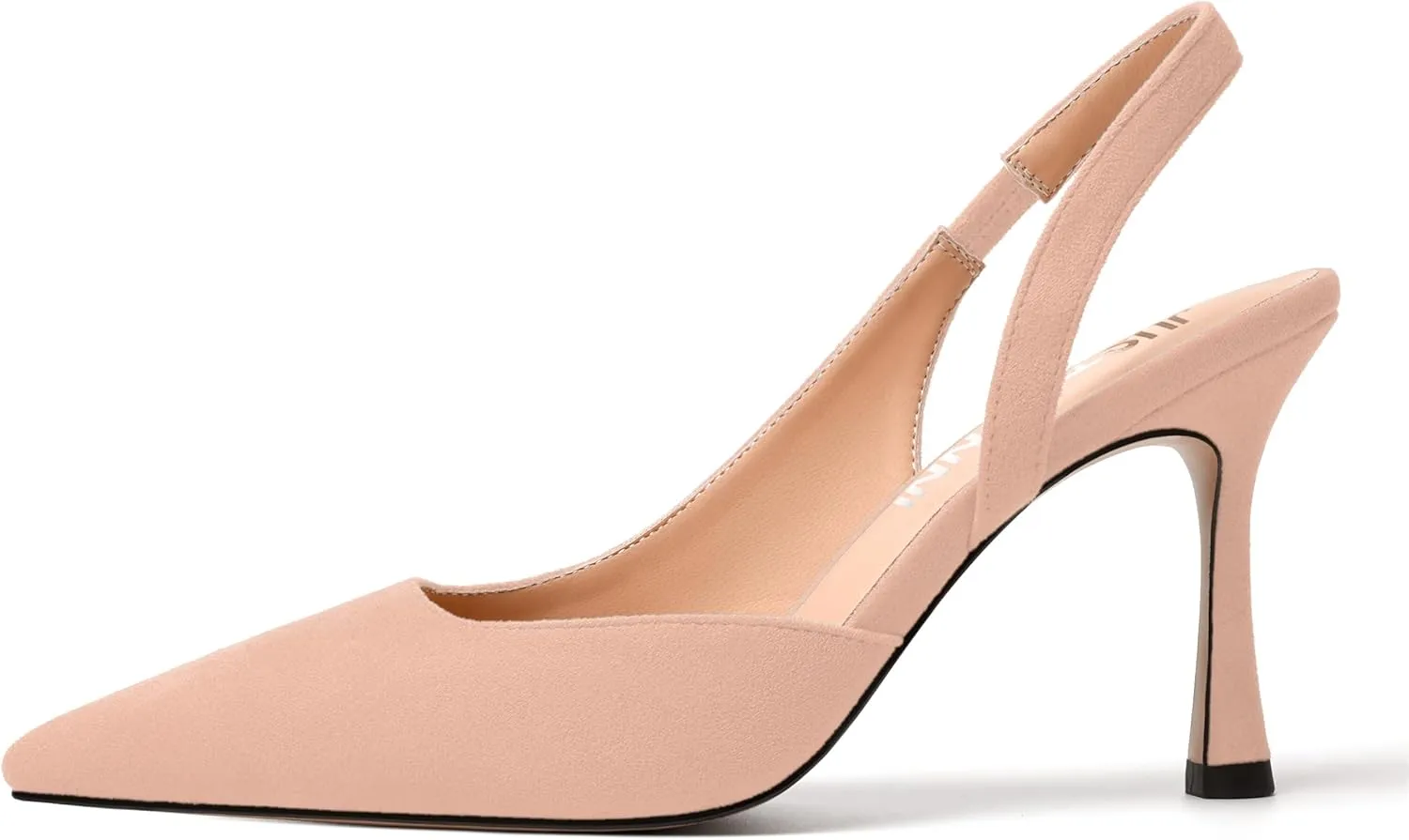 JUSTDANNI Womens Suede Sexy Slingback Comfortable Evening Elastic Pointed Toe Stiletto High Heel Pumps Shoes 3.3 Inch