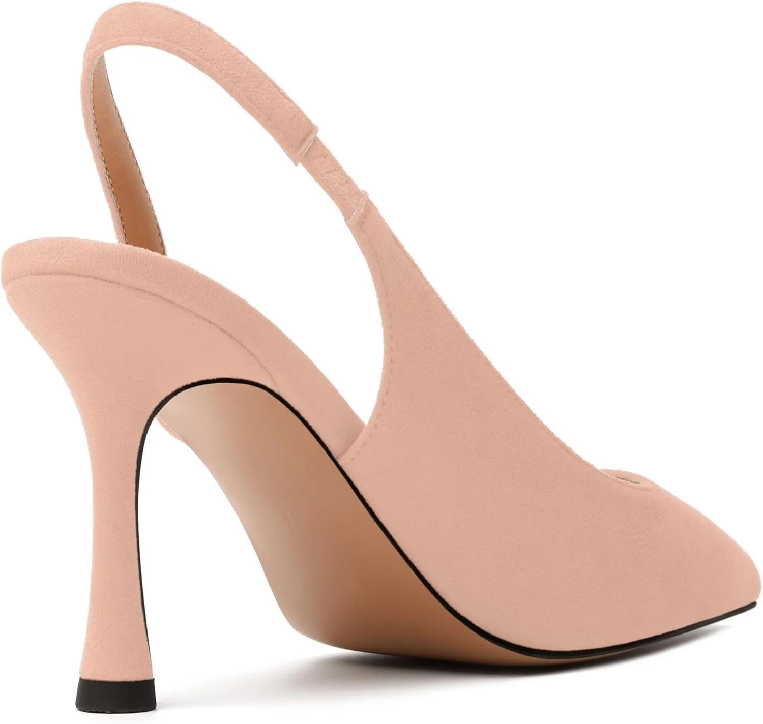 JUSTDANNI Womens Suede Sexy Slingback Comfortable Evening Elastic Pointed Toe Stiletto High Heel Pumps Shoes 3.3 Inch