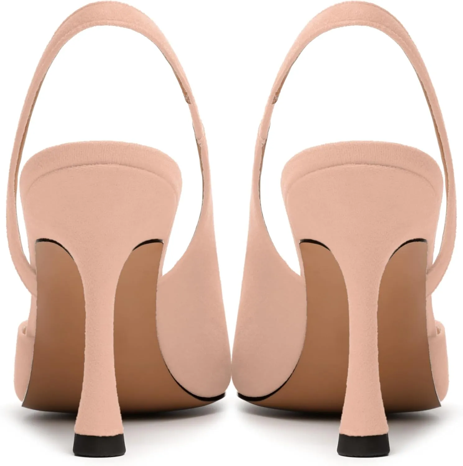 JUSTDANNI Womens Suede Sexy Slingback Comfortable Evening Elastic Pointed Toe Stiletto High Heel Pumps Shoes 3.3 Inch