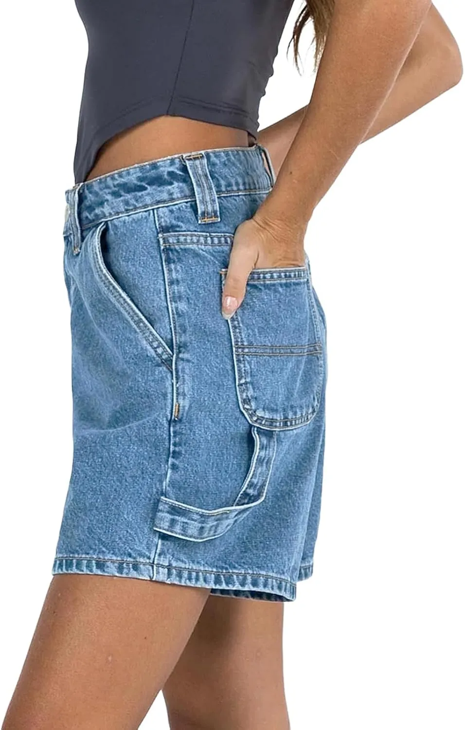 Kedera Womens High Waisted Boxy Denim Shorts Summer Casual Button Down Baggy Jean Shorts with Pockets