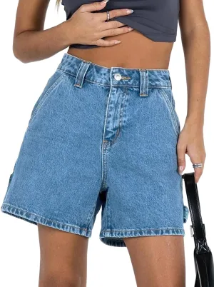Kedera Womens High Waisted Boxy Denim Shorts Summer Casual Button Down Baggy Jean Shorts with Pockets