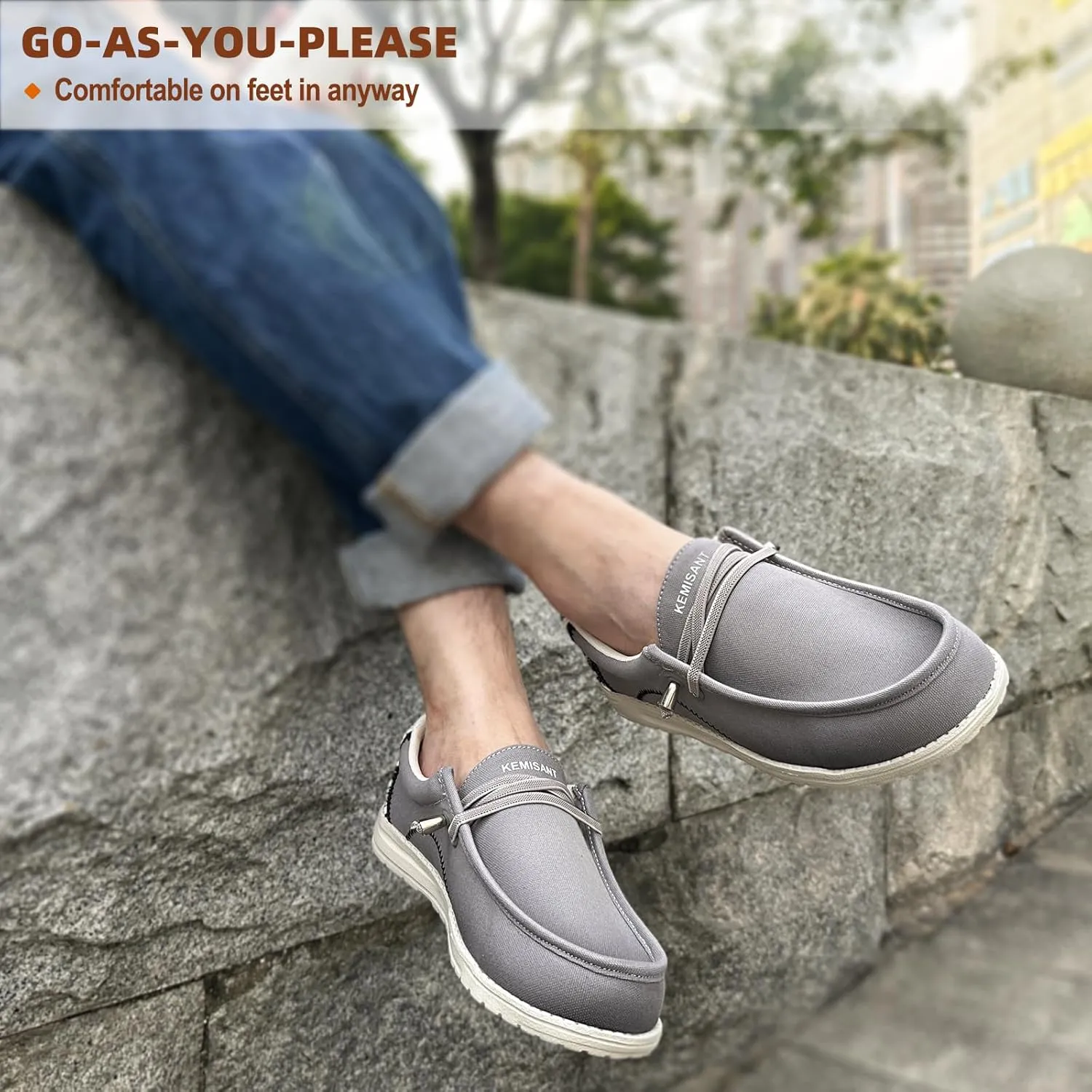 KEMISANT Men Slip On Shoes, Boat Shoes Sneaker Shoes Walking Shoes for Men Women Stretch Fit Lightweight