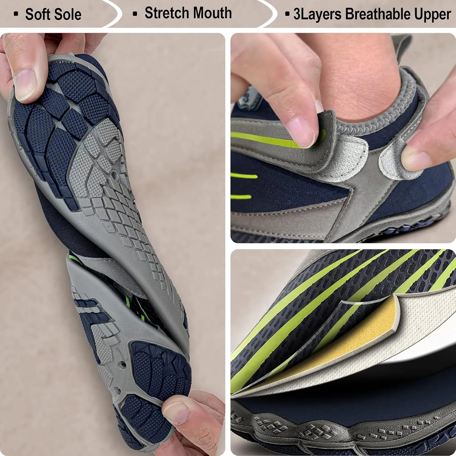 KEMISANT Mens Water Shoes, Unisex Barefoot Aqua Shoes for Men Women Beach Swimming Water Sport Shoes