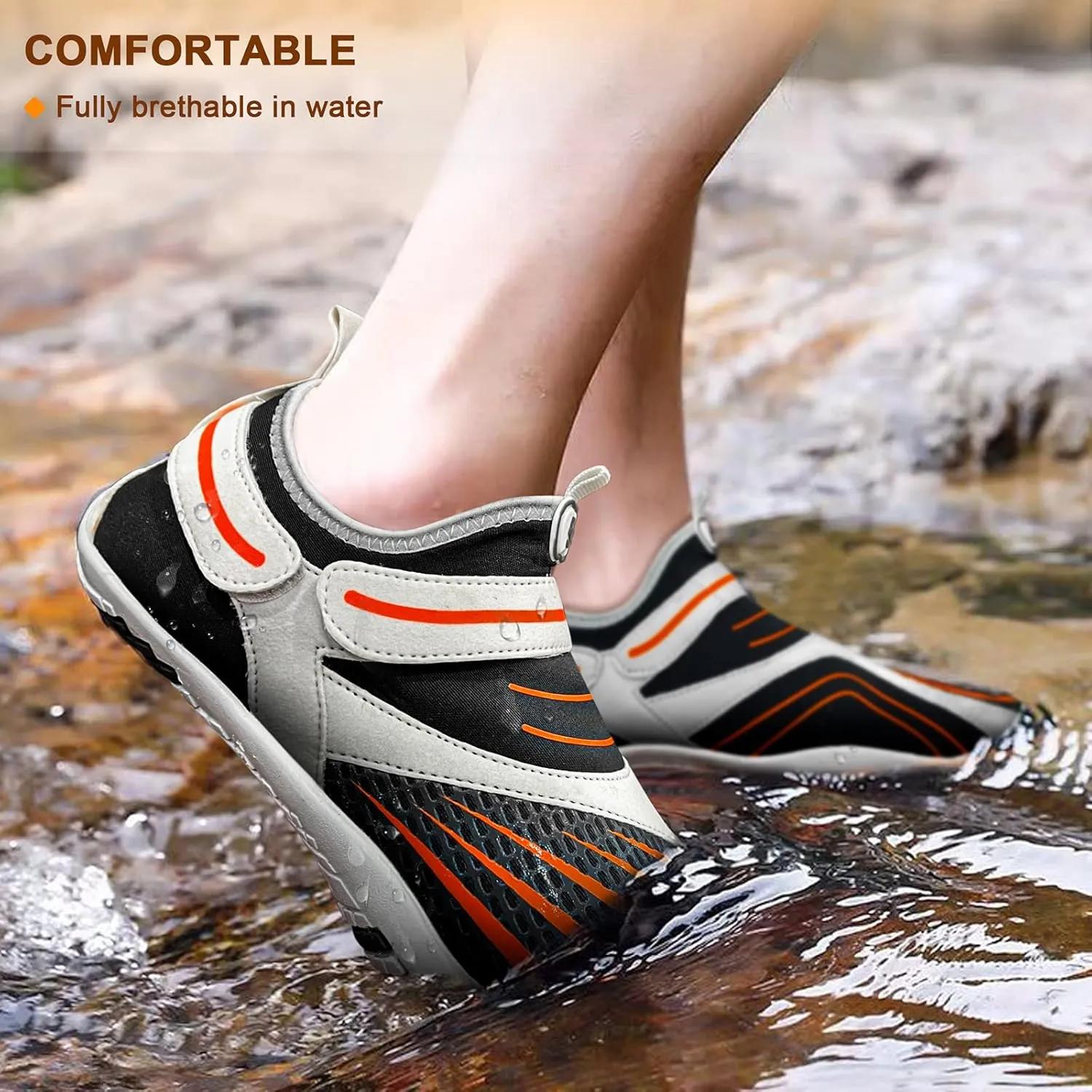 KEMISANT Mens Water Shoes, Unisex Barefoot Aqua Shoes for Men Women Beach Swimming Water Sport Shoes