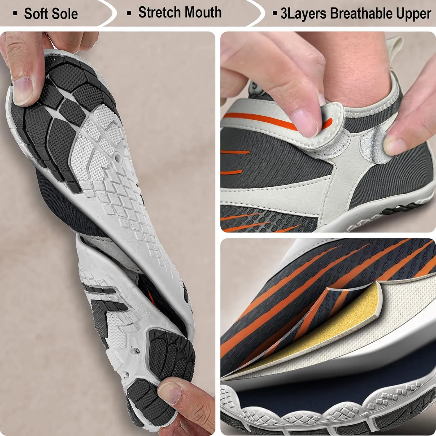 KEMISANT Mens Water Shoes, Unisex Barefoot Aqua Shoes for Men Women Beach Swimming Water Sport Shoes