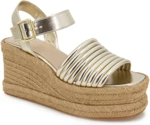 Kenneth Cole Women's Women's Shelby Wedge Sandal, Light Gold, 7.5