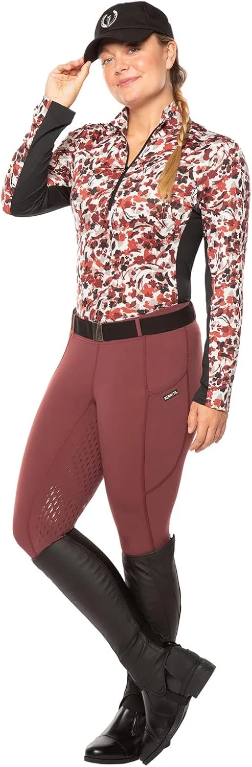 Kerrits Women's Ice Fil Full Seat Horse Riding Tights – Breathable, Cooling Equestrian Summer Tights, Pockets, Belt Loops