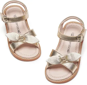 Kiderence Toddler Girls Pink Floral Sandals - Girls' Casual Flat Sandals with Ankle Strap