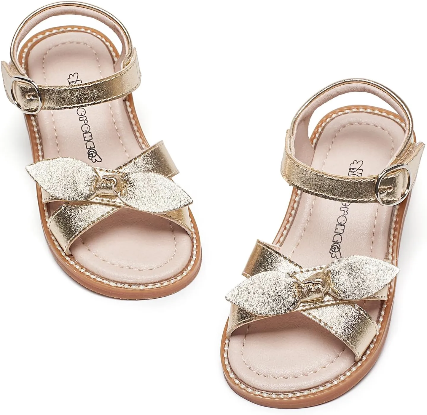Kiderence Toddler Girls Pink Floral Sandals - Girls' Casual Flat Sandals with Ankle Strap