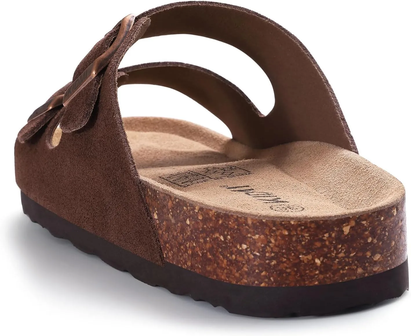 KIDMI Women's Genuine Suede Sandals Cork Footbed Summer Adjustable Slide Sandals
