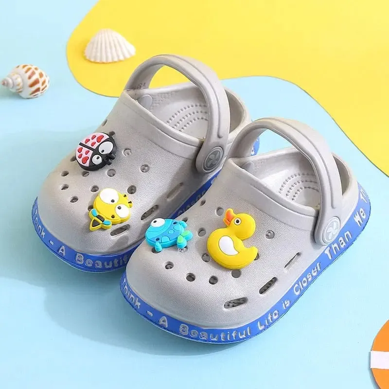 Kids Sandals Hole Children's Shoes Slippers Soft Anti-Skid Cartoon DIY Design Hole Baby Shoes Sandy Beach For Boys Girls