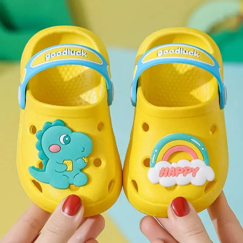 Kids Sandals Hole Children's Shoes Slippers Soft Anti-Skid Cartoon DIY Design Hole Baby Shoes Sandy Beach For Boys Girls