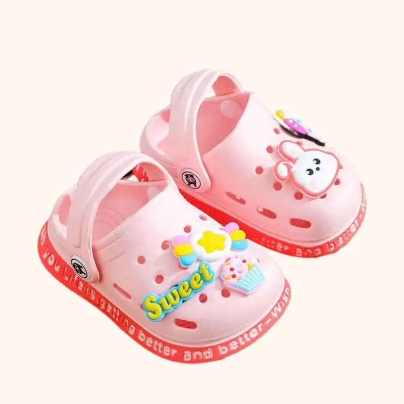 Kids Sandals Hole Children's Shoes Slippers Soft Anti-Skid Cartoon DIY Design Hole Baby Shoes Sandy Beach For Boys Girls