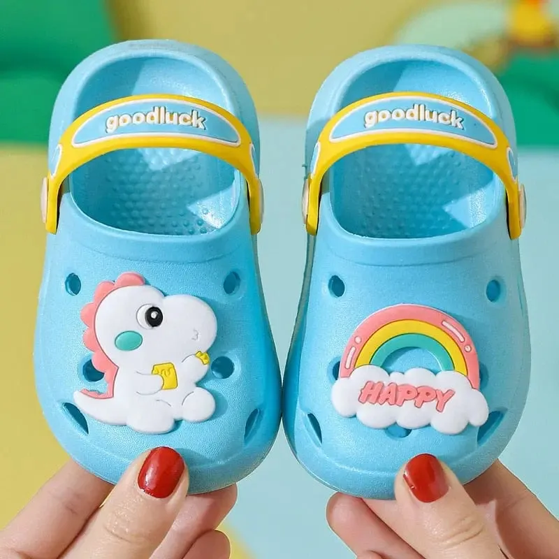 Kids Sandals Hole Children's Shoes Slippers Soft Anti-Skid Cartoon DIY Design Hole Baby Shoes Sandy Beach For Boys Girls
