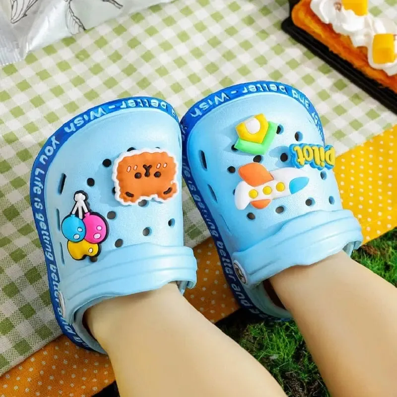 Kids Sandals Hole Children's Shoes Slippers Soft Anti-Skid Cartoon DIY Design Hole Baby Shoes Sandy Beach For Boys Girls