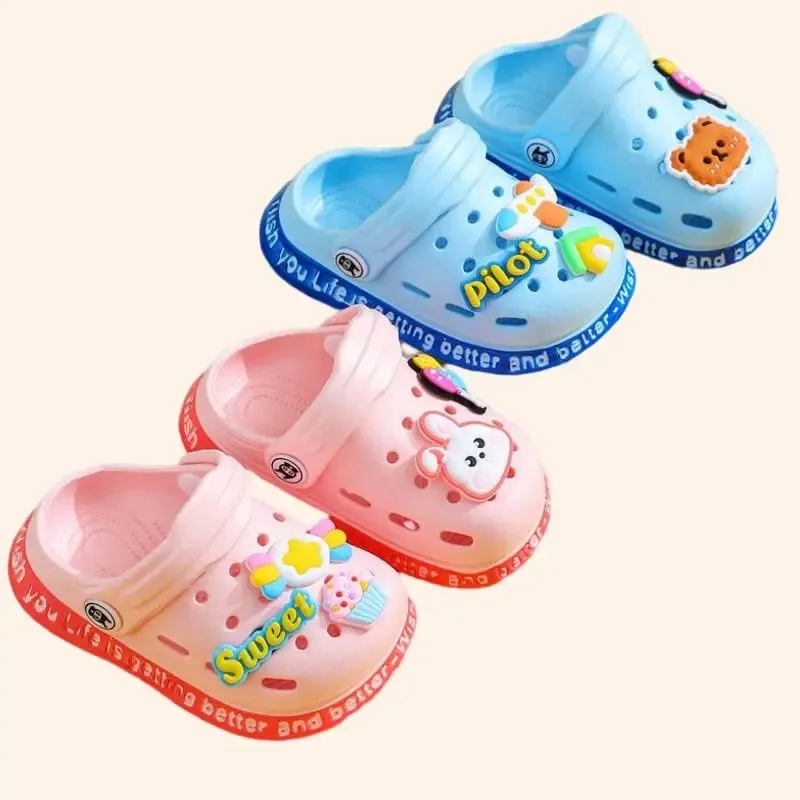 Kids Sandals Hole Children's Shoes Slippers Soft Anti-Skid Cartoon DIY Design Hole Baby Shoes Sandy Beach For Boys Girls