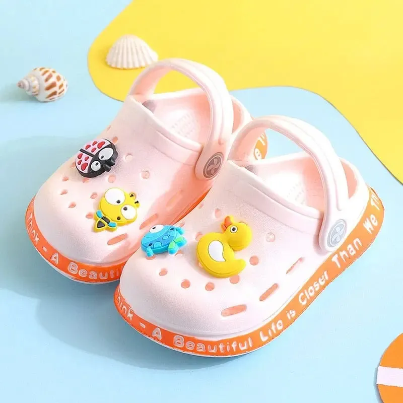 Kids Sandals Hole Children's Shoes Slippers Soft Anti-Skid Cartoon DIY Design Hole Baby Shoes Sandy Beach For Boys Girls