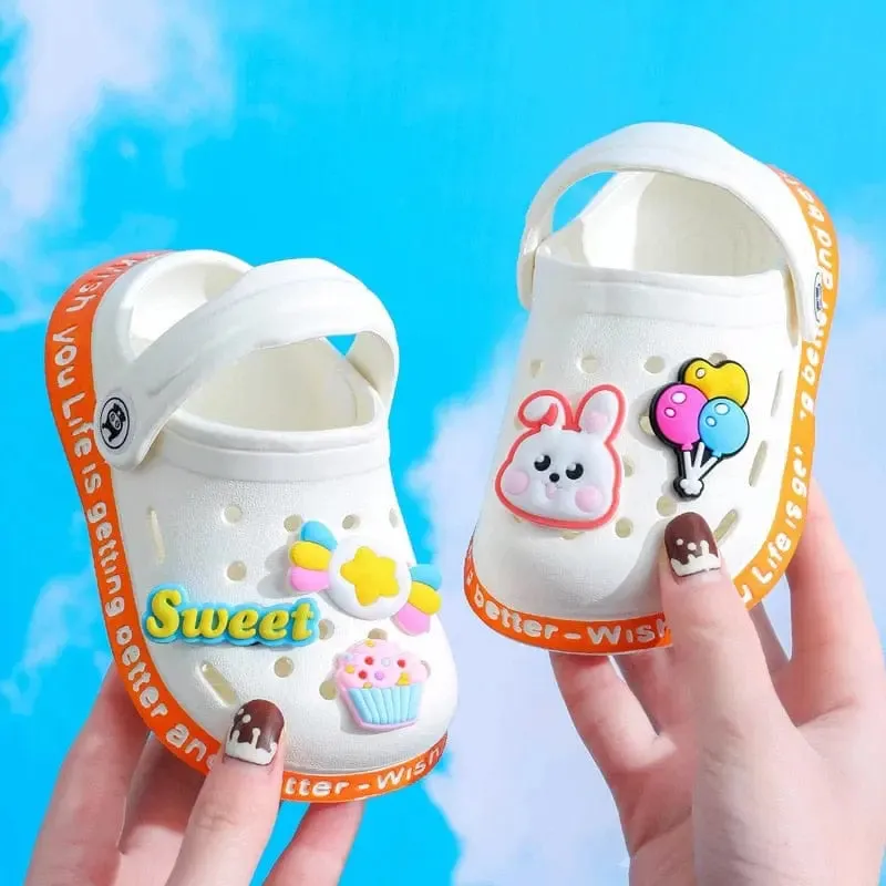 Kids Sandals Hole Children's Shoes Slippers Soft Anti-Skid Cartoon DIY Design Hole Baby Shoes Sandy Beach For Boys Girls