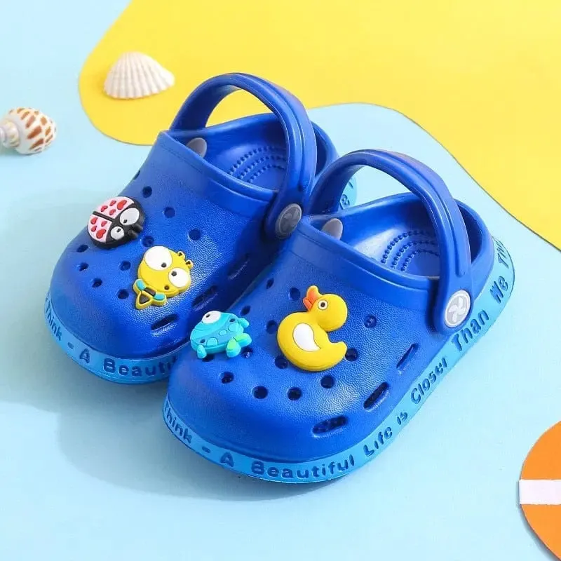 Kids Sandals Hole Children's Shoes Slippers Soft Anti-Skid Cartoon DIY Design Hole Baby Shoes Sandy Beach For Boys Girls